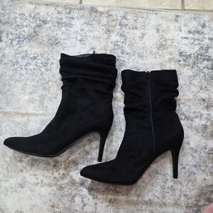 Ryka Black Suede Heeled Boots